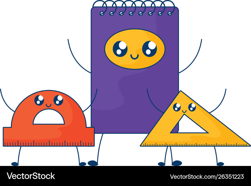 Notebook with rules kawaii style Notebook with rules kawaii style vector image