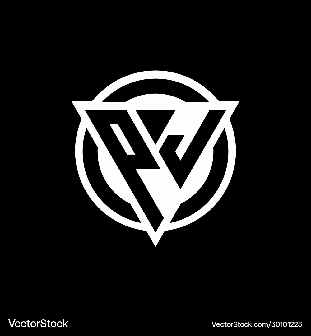 Pj logo with negative space triangle shape Vector Image