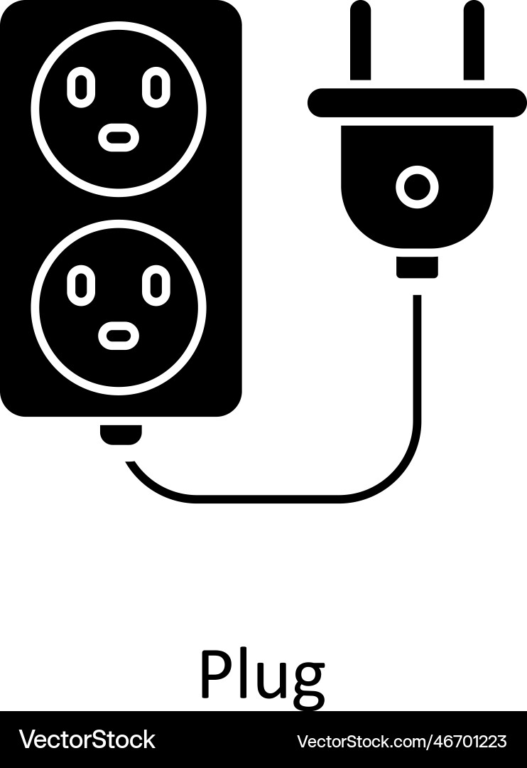 Plug solid icons simple stock Vector Image