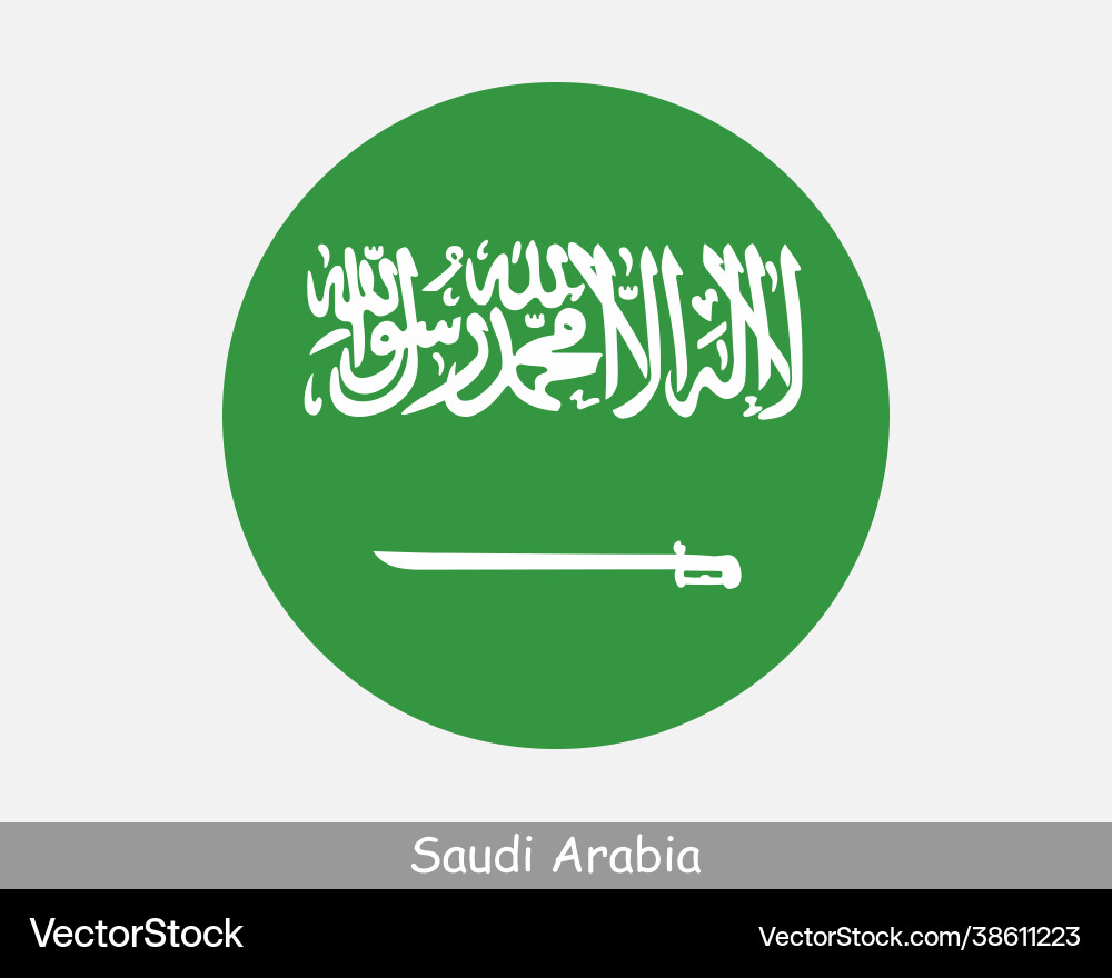 Saudi arabia round circle flag Saudi arabia round circle flag vector image