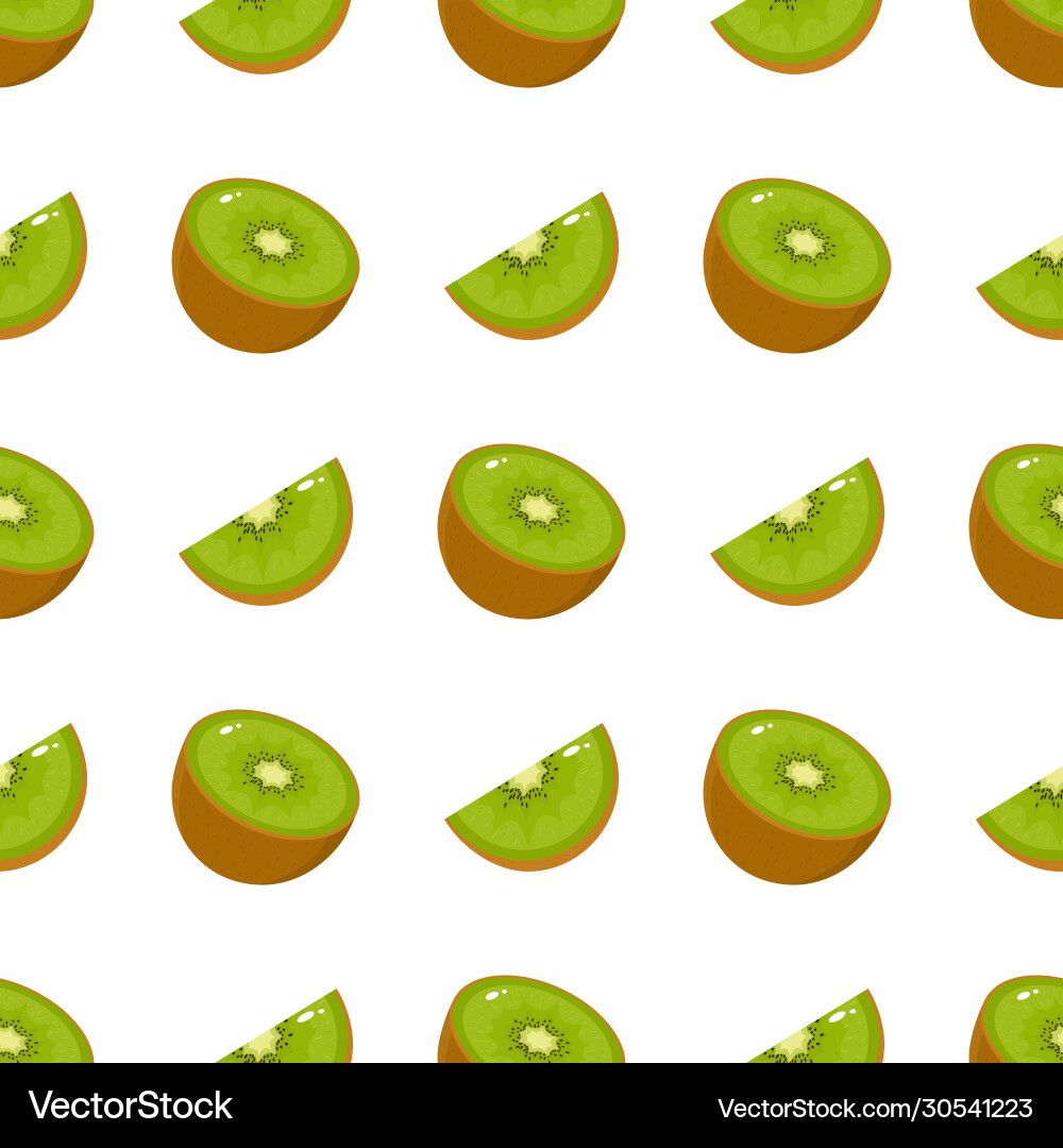 Seamless pattern with fresh half and slice kiwi vector image