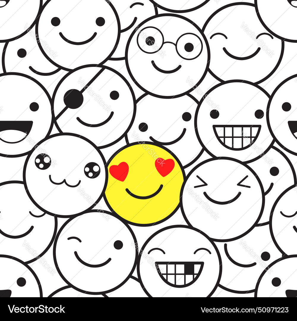 Seamless pattern with many monochrome and one Seamless pattern with many monochrome and one vector image