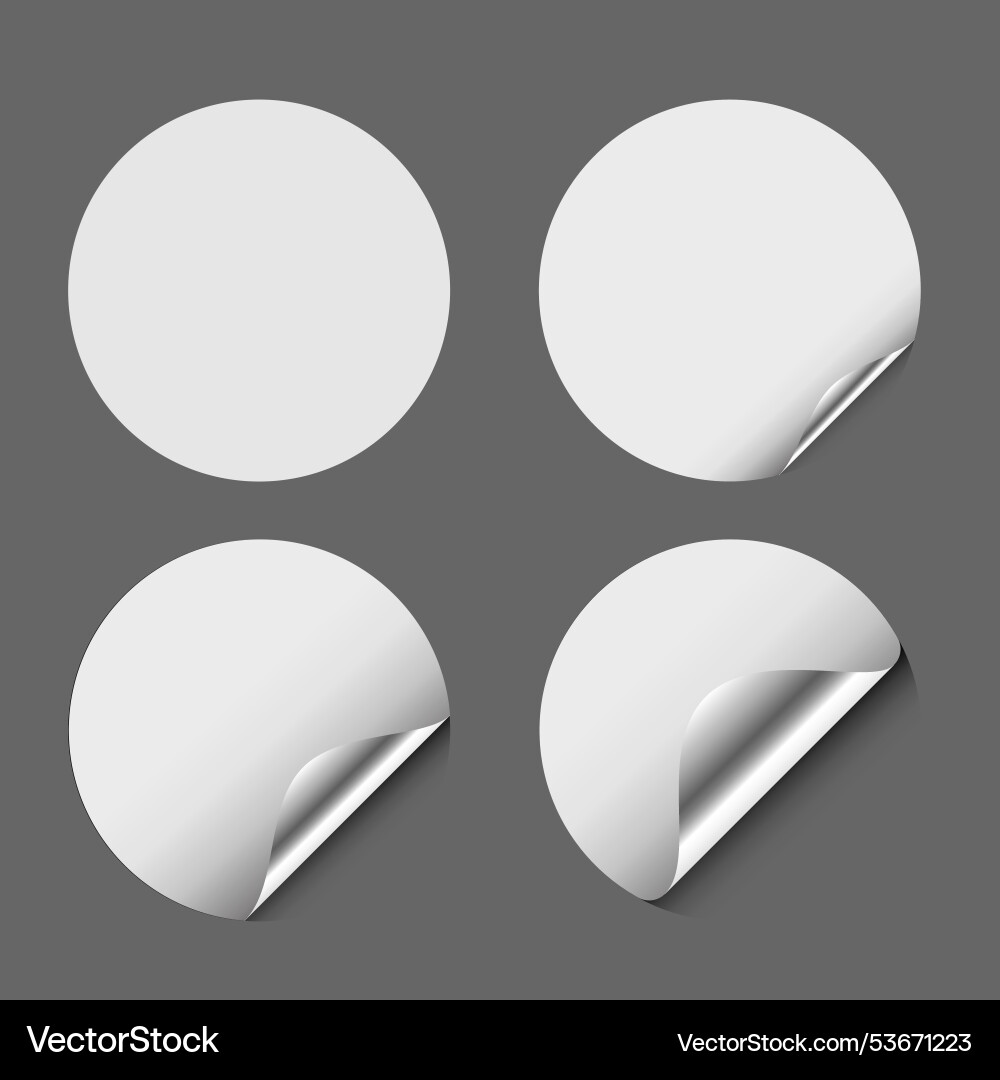 Set of circular page curl sticker template design vector image