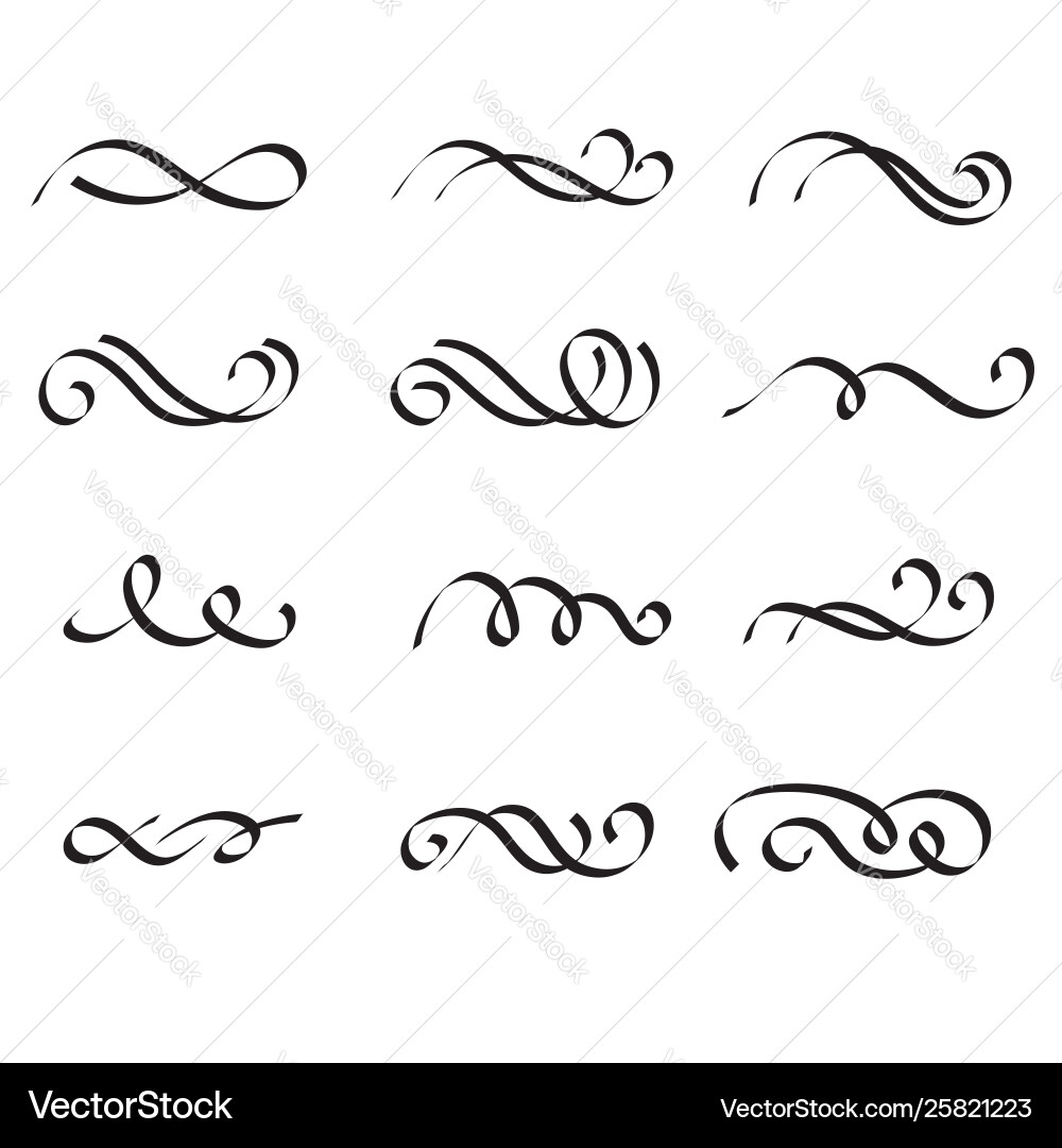 Swirly line curl patterns isolated on white Swirly line curl patterns isolated on white vector image