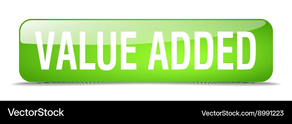 Value added green square 3d realistic isolated web Vector Image