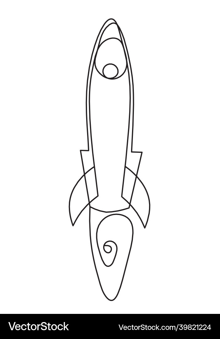 Abstract rocket as continuous line drawing Abstract rocket as continuous line drawing Vector Image