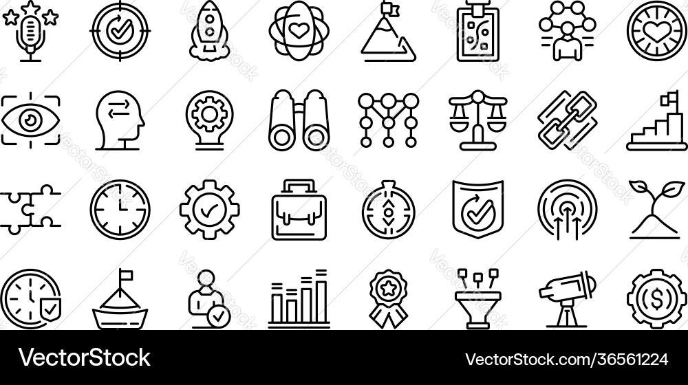Core values icons set outline style Core values icons set outline style vector image