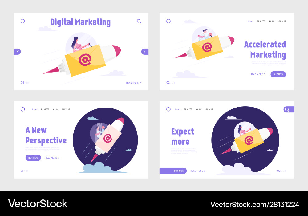 E-mail correspondence website landing page set E-mail correspondence website landing page set vector image