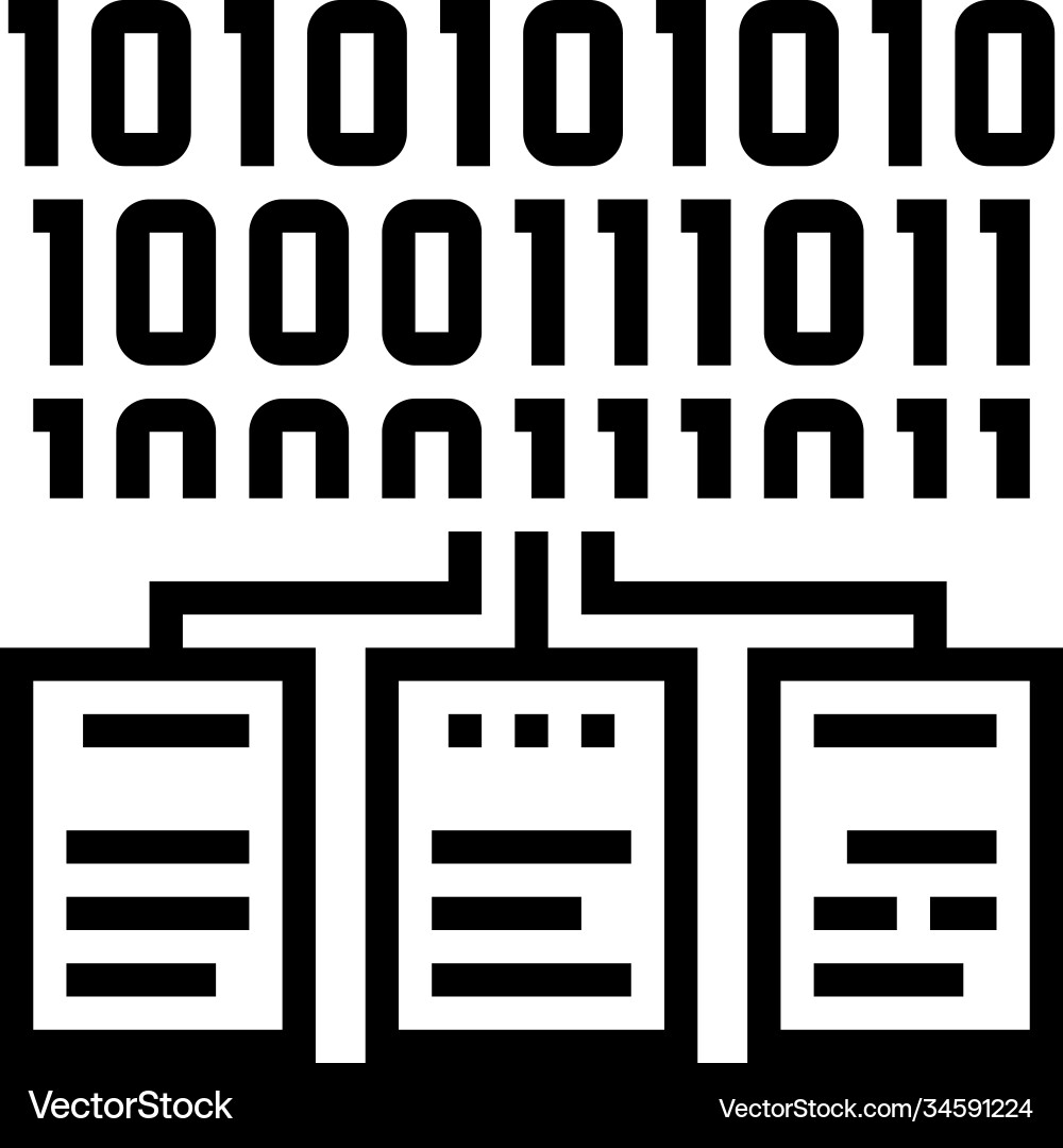 Files encryption line icon vector image