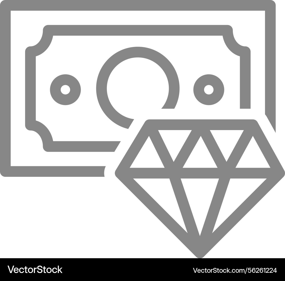 Geldrechnung mit einem Diamant Linie Ikone Gewinn bar Geldrechnung mit einem Diamant Linie Ikone Gewinn bar vektorbild