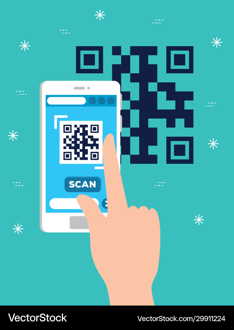 Handbenutzer scannen qr-Code mit Smartphone Handbenutzer scannen qr-Code mit Smartphone vektorbild