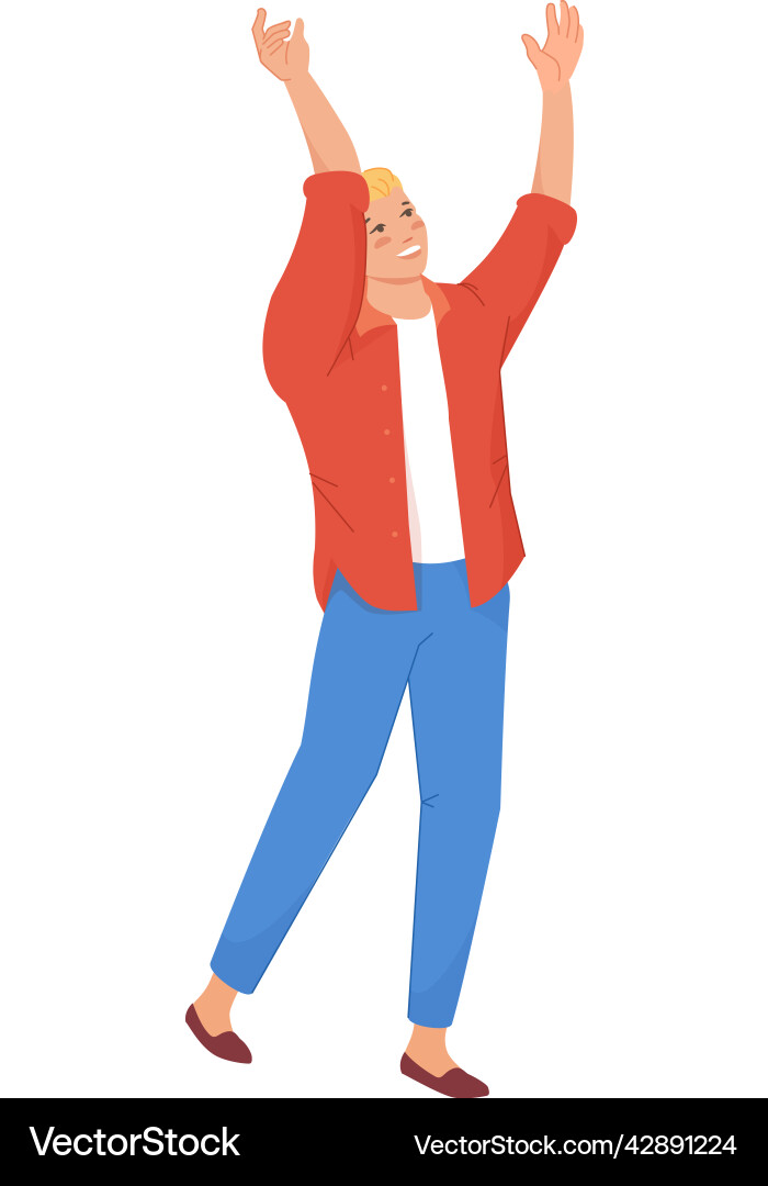 Happy person clapping hands standing man Happy person clapping hands standing man vector image
