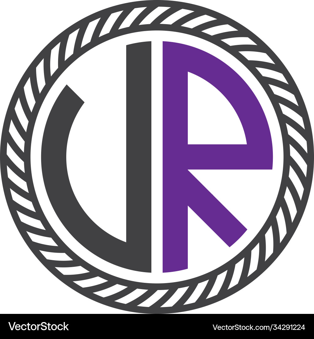 Initial letter ur circle shape monogram simple Vector Image