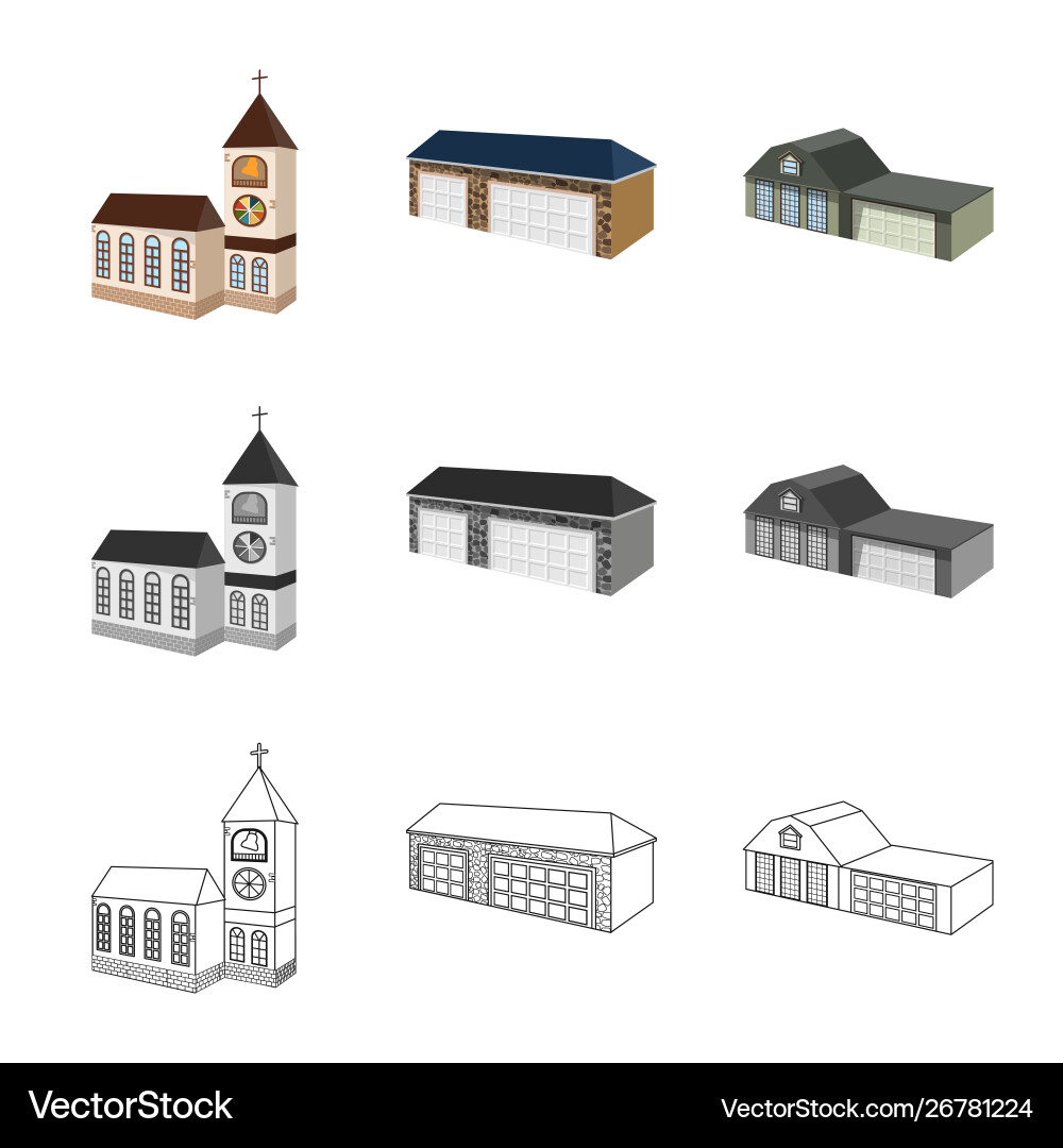 Isolated object facade and housing symbol set Isolated object facade and housing symbol set vector image