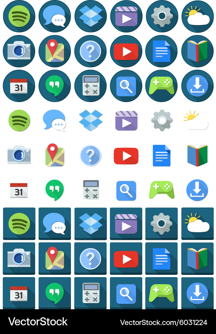 Modern Flat Circle Icons vector image