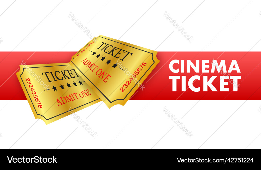 Realistische goldene Kinokarte alte Prämie Realistische goldene Kinokarte alte Prämie vektorbild