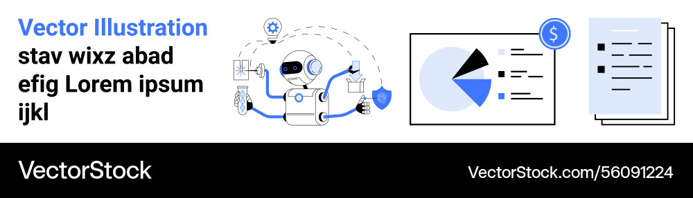 Robot managing financial analytics with charts Robot managing financial analytics with charts vector image
