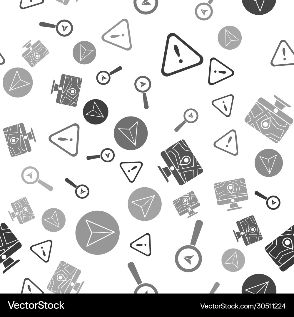 Set exclamation mark in triangle search location Set exclamation mark in triangle search location vector image