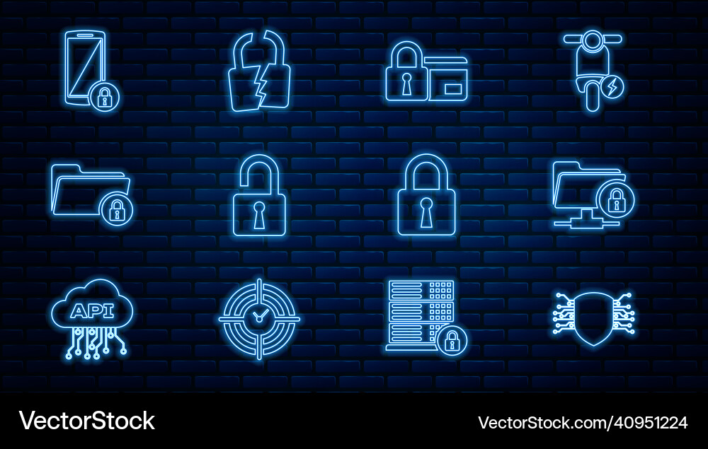 Set line cyber security ftp folder and lock Set line cyber security ftp folder and lock Vector Image