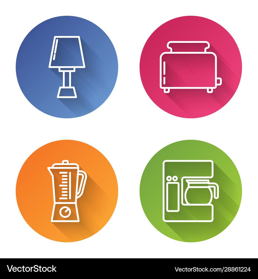 Set line table lamp toaster with toasts Vector Image