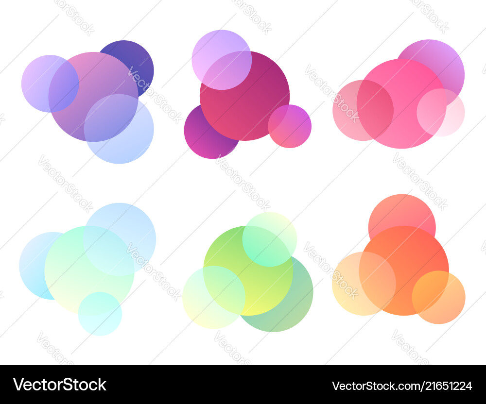 Set of multicolored round elements objects Vector Image