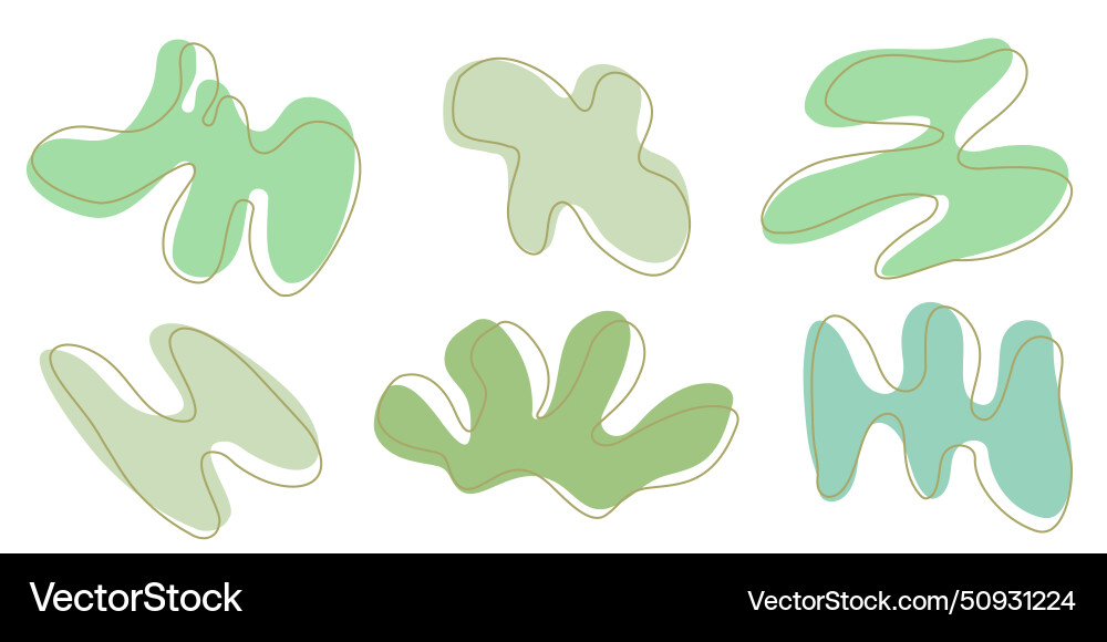 Set of organic irregular blob shapes with stroke Set of organic irregular blob shapes with stroke vector image