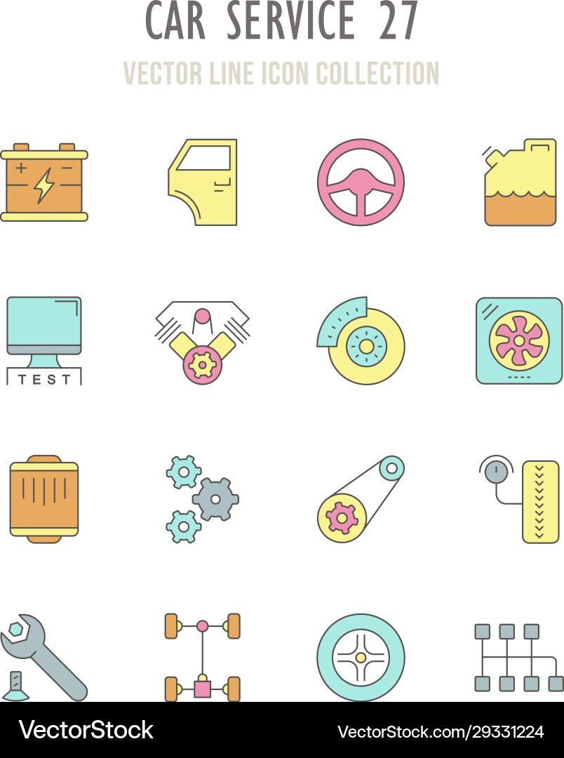 Set retro icons car service