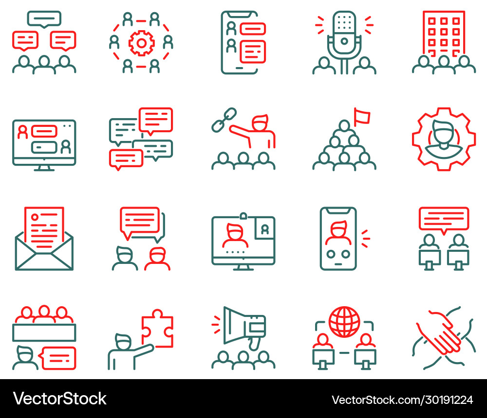 Set teamwork related linear icons Set teamwork related linear icons vector image