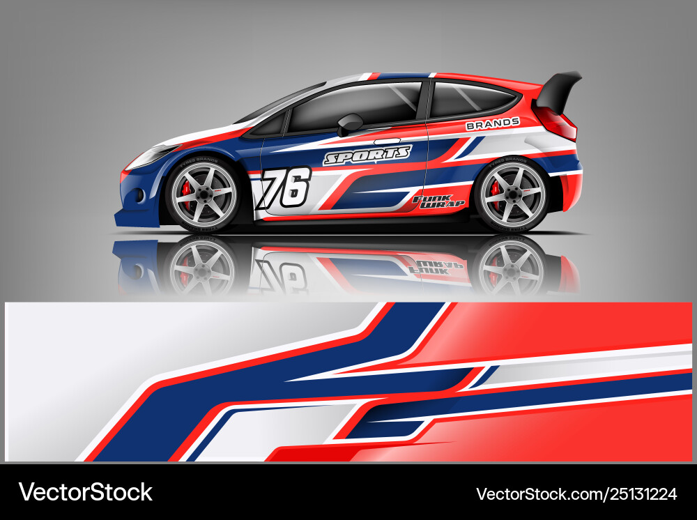 Sport car racing wrap design vector image