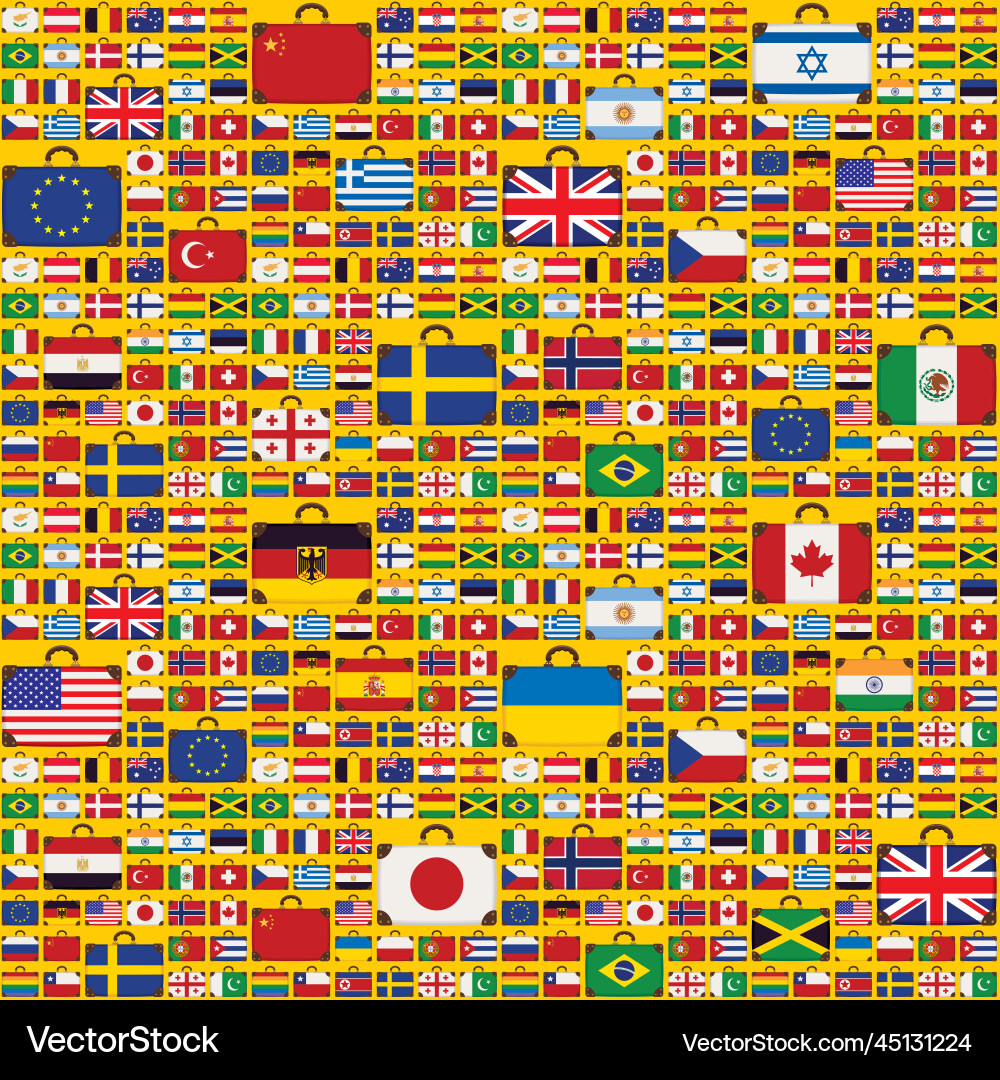 Suitcase Travel Flags Pattern Vector Image