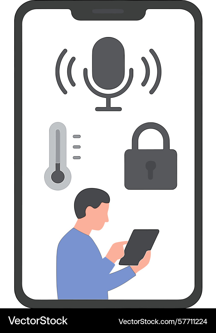 Using smartphone for controlling home functions Using smartphone for controlling home functions vector image