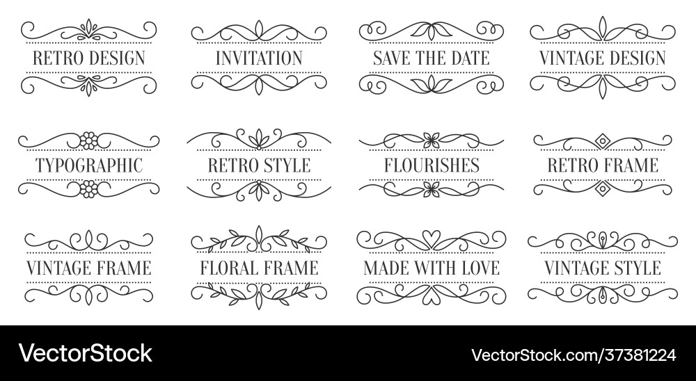 Vintage Divider Textrahmen Set retro vignette tag Vintage Divider Textrahmen Set retro vignette tag vektorbild