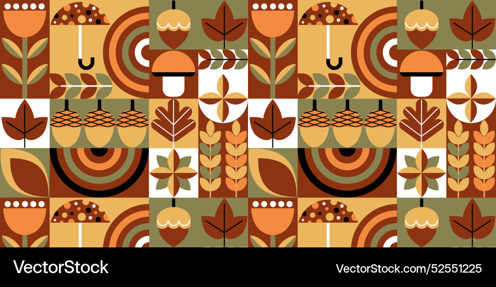 Autumn geometric seamless pattern mosaic in scan Vector Image