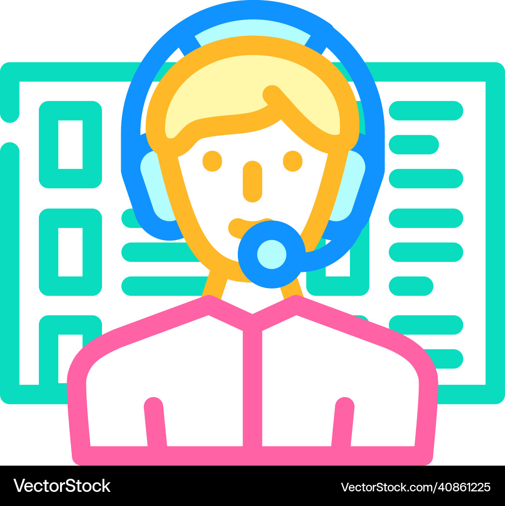 Calling call center worker color icon Calling call center worker color icon vector image
