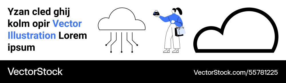Cloud computing concept with simple linear Cloud computing concept with simple linear Vector Image