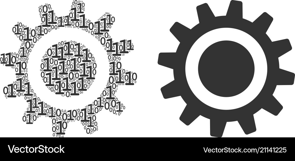 Cog composition of binary digits Cog composition of binary digits vector image