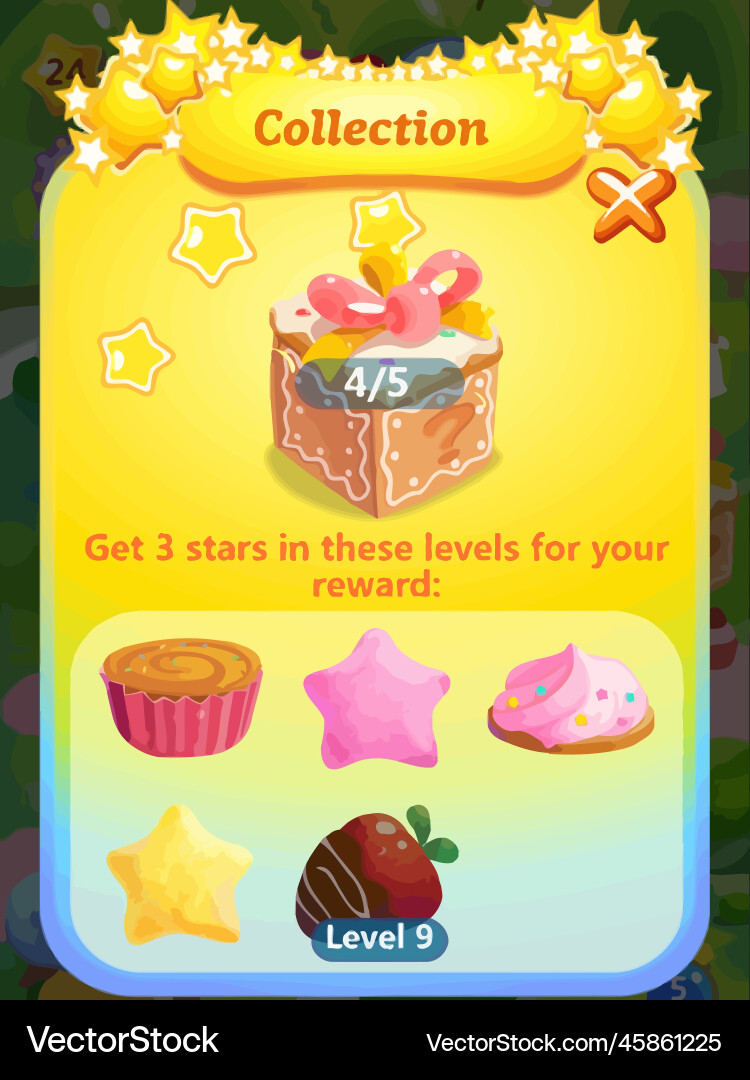 Complete set of level button game ui pop-up icon vector image
