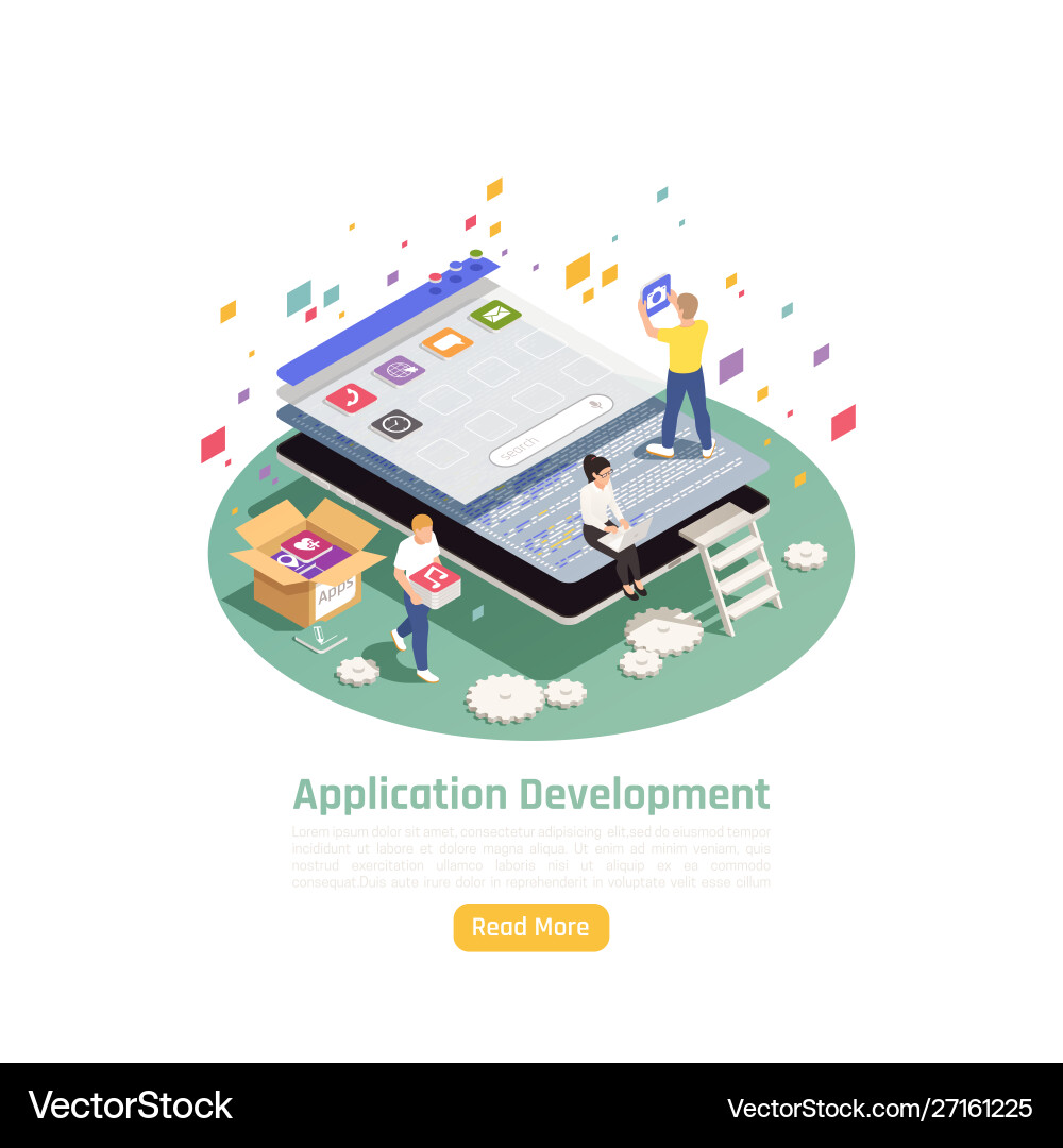 Development applications isometric background vector image