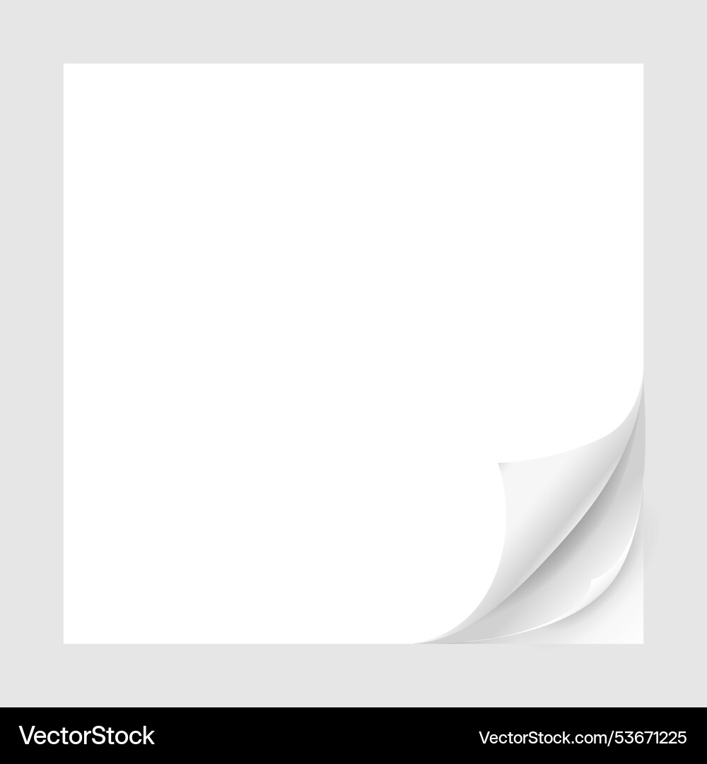Empty twisted page curl sheet template design vector image