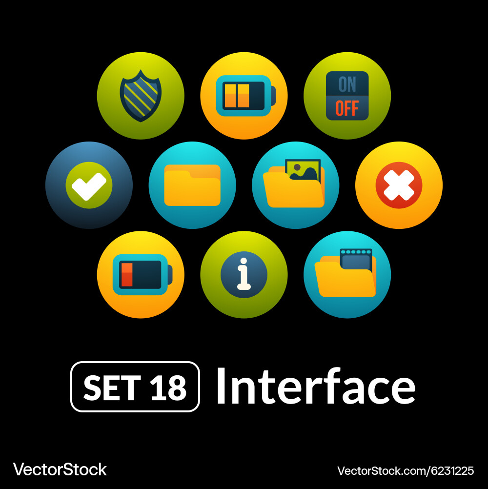 Flat icons set 18 - interface collection vector image