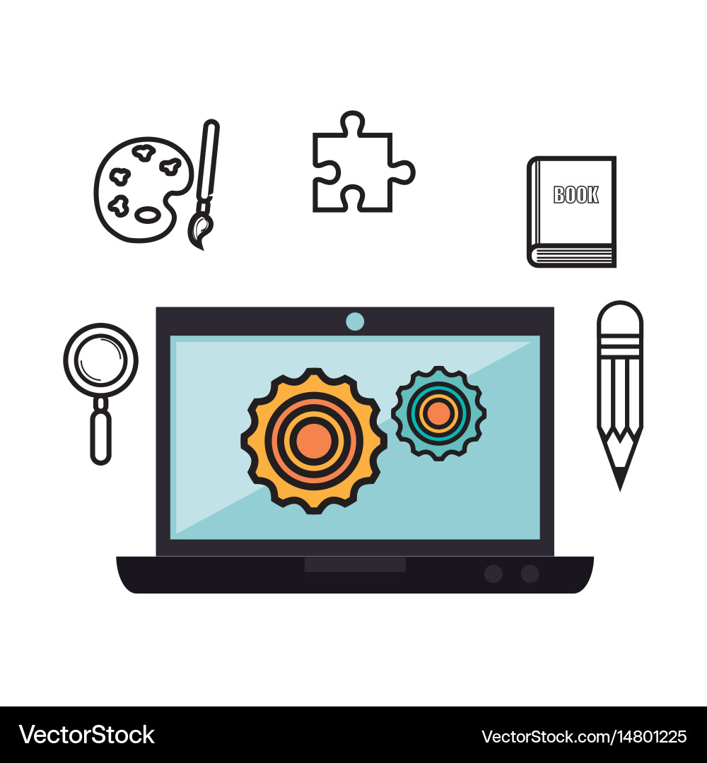 Laptop and objects design vector image