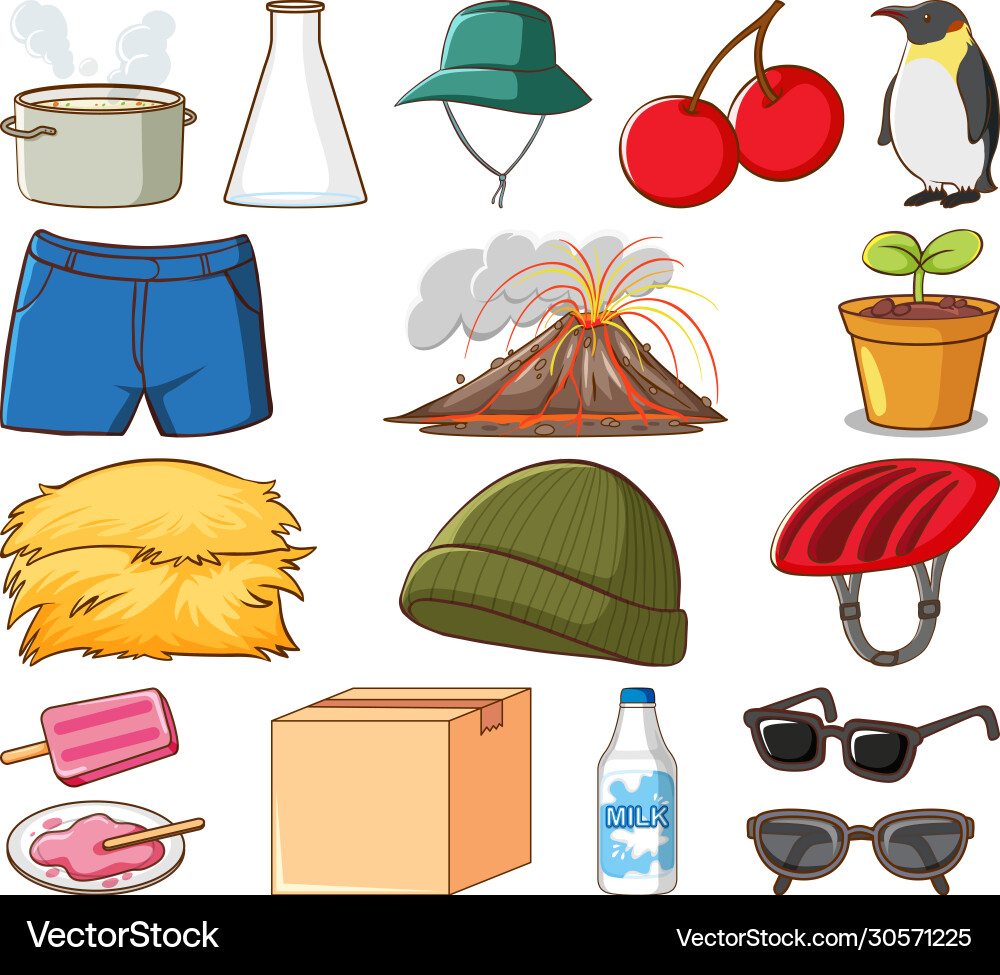 Large set different animals and other objects Large set different animals and other objects Vector Image