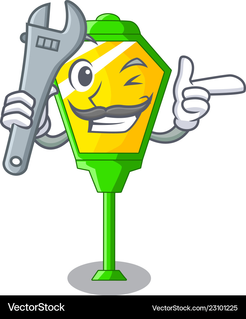 Mechanic character a lamp in post style Mechanic character a lamp in post style Vector Image