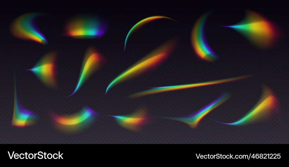 Refractions set leak flare overlay rainbow Vector Image