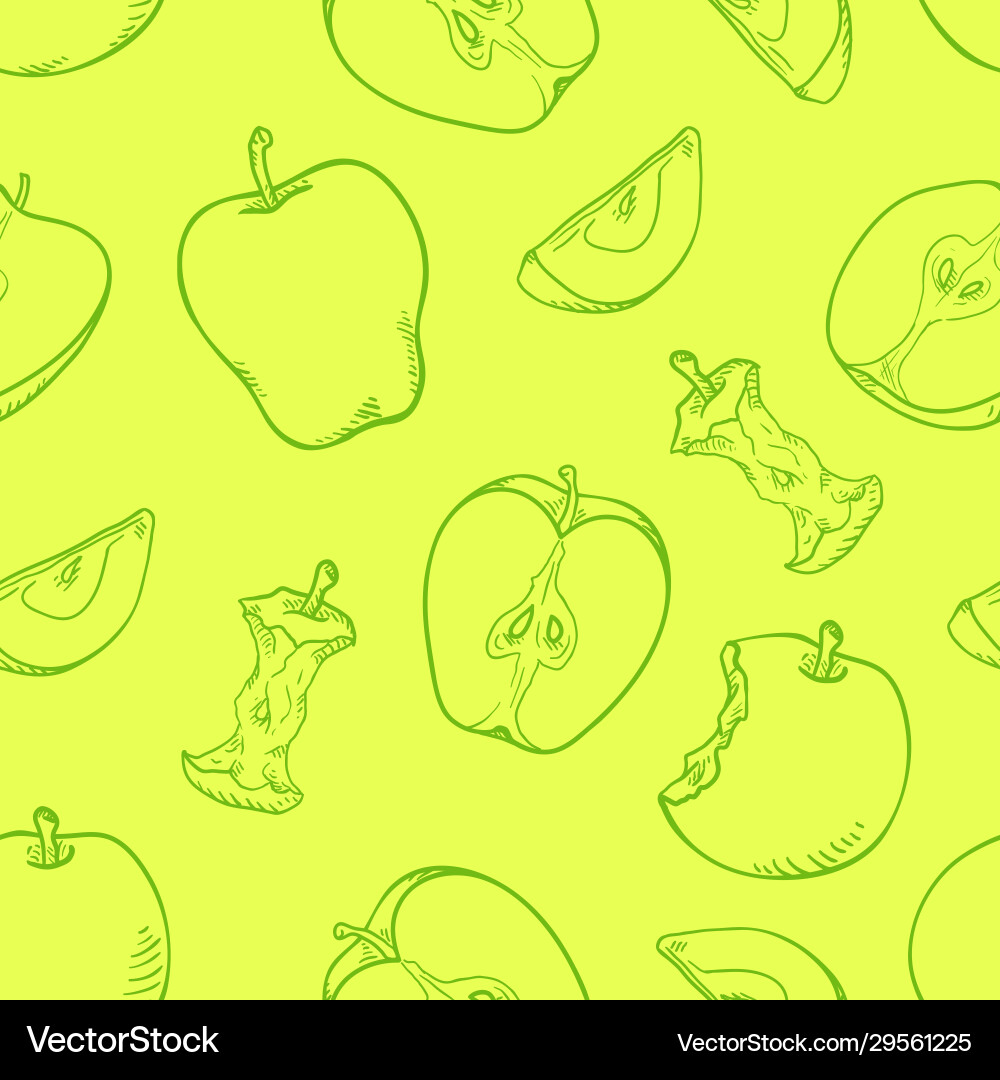 Seamless pattern sketch apples Vector Image