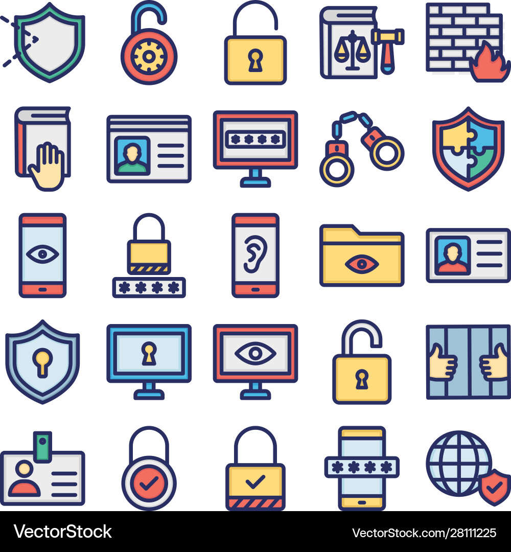 Security isolated icons set every single c Vector Image