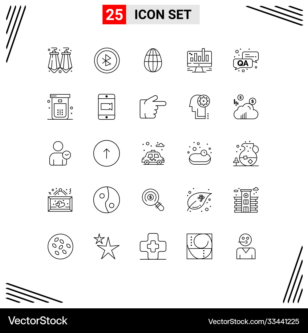 Set 25 lines on grid for bath qa holiday Vector Image