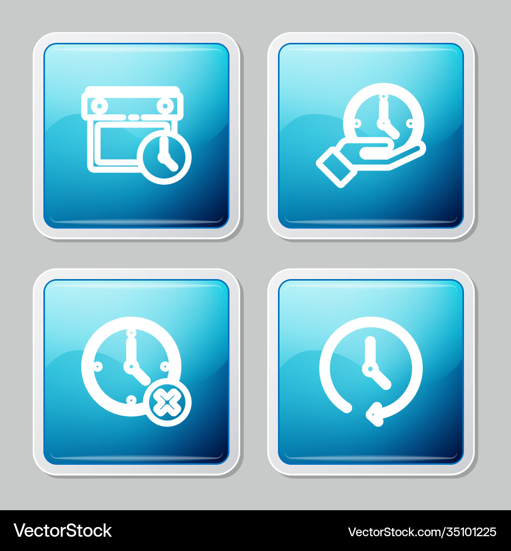 Set line calendar and clock delete vector image