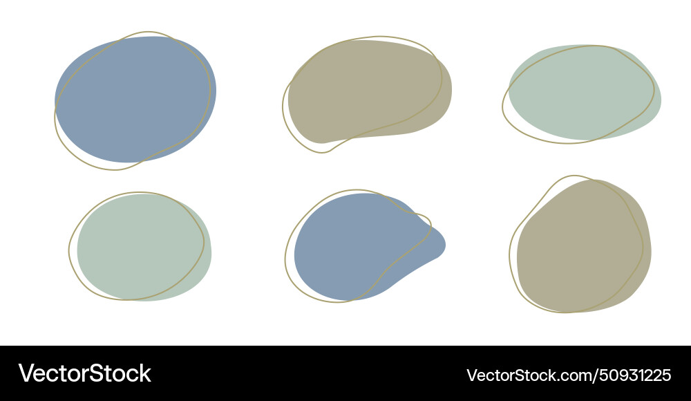 Set of organic irregular blob shapes with stroke Set of organic irregular blob shapes with stroke vector image