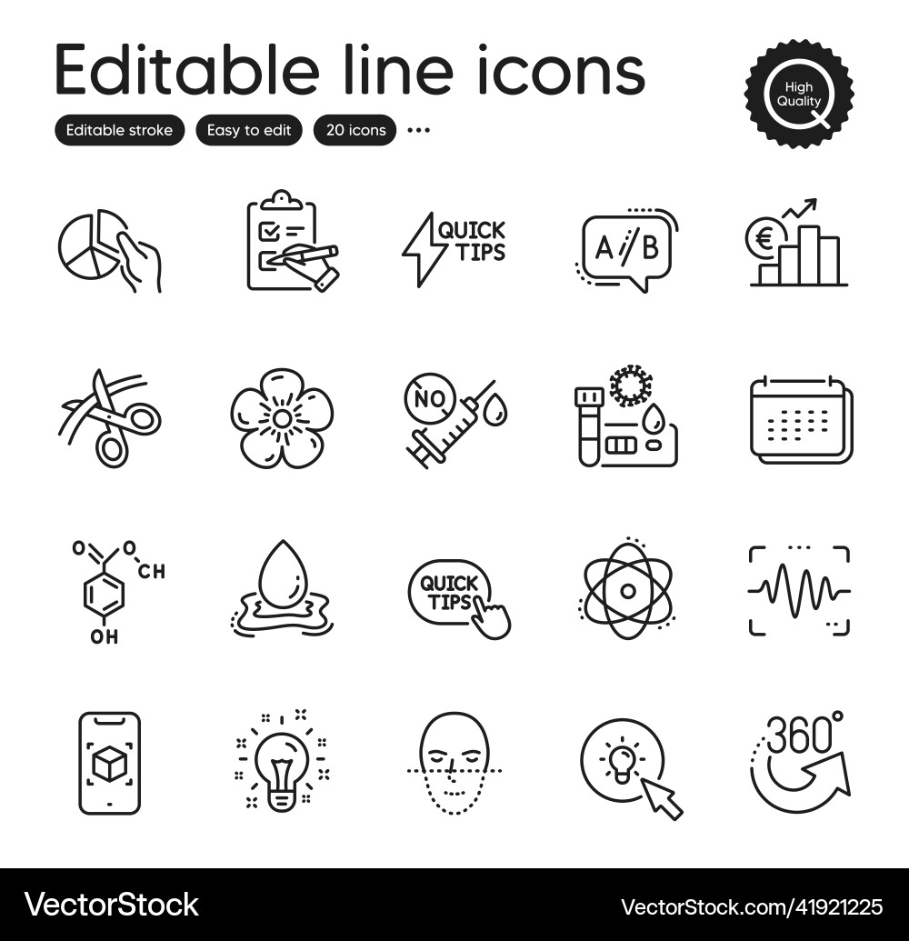 Set of science outline icons contains vector image